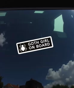 Goth Girl On Board Sticker – Gothic Car Window Vinyl Decal – 5.9 Inch Waterproof 2pcs. - Image 4