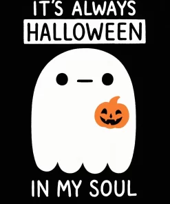 Alternative view of It’s Always Halloween in My Soul – Cute Ghost Art Print, Spooky Wall Decor, Pastel Goth Halloween Poster (No Frame)