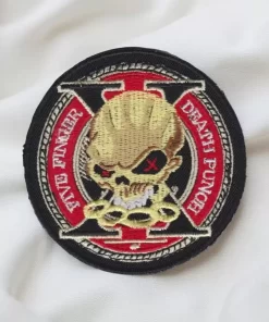Five Finger Skull Embroidered Patch – Rock Band Iron-On Badge for Jackets & Vests