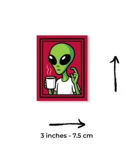 Alternative view of Alien Coffee Sticker (2pcs Set) – Funny Space Vinyl Decal, 3 Inch