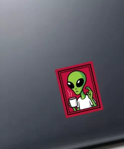 Alien Coffee Sticker (2pcs Set) – Funny Space Vinyl Decal, 3 Inch - Image 3