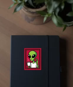 Alien Coffee Sticker (2pcs Set) – Funny Space Vinyl Decal, 3 Inch - Image 4