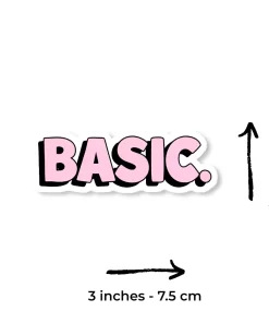 Alternative view of BASIC. Sticker (2pcs Set) – Cute Pink Aesthetic Vinyl Decal, 3 Inch