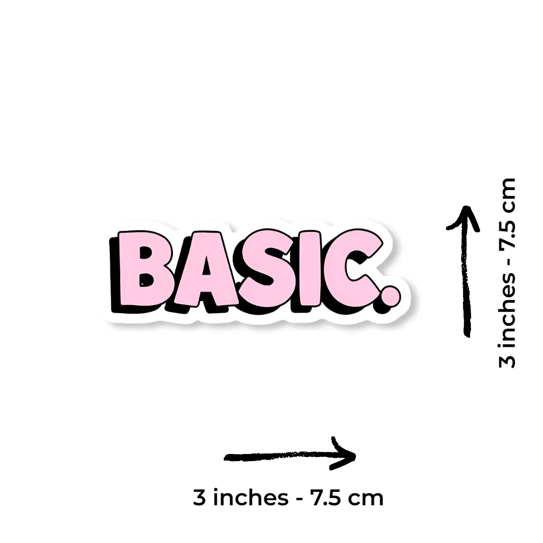BASIC. Sticker (2pcs Set) β Cute Pink Aesthetic Vinyl Decal, 3 Inch - Image 2