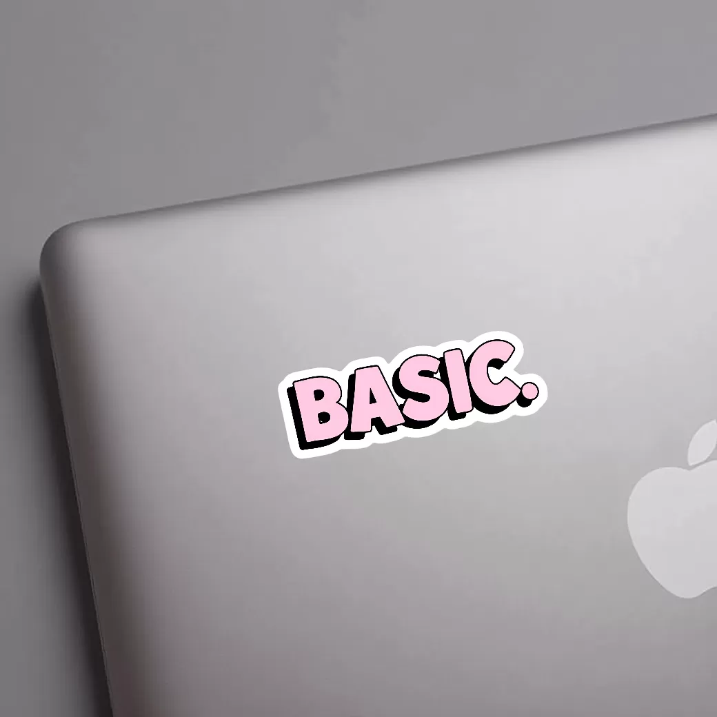 BASIC. Sticker (2pcs Set) β Cute Pink Aesthetic Vinyl Decal, 3 Inch - Image 3