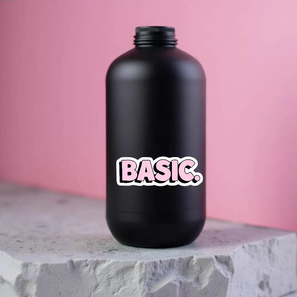 BASIC. Sticker (2pcs Set) β Cute Pink Aesthetic Vinyl Decal, 3 Inch - Image 4