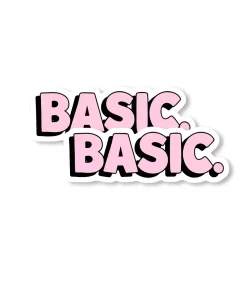 BASIC. Sticker (2pcs Set) – Cute Pink Aesthetic Vinyl Decal, 3 Inch