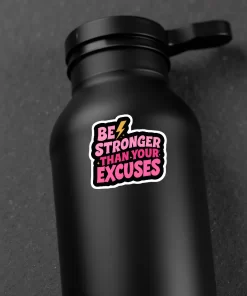 Be Stronger Than Your Excuses Sticker (2pcs) – Motivational Fitness Vinyl Decal, 3 Inch - Image 4