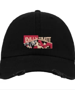 Black Distressed Baseball Cap with Multicolor Embroidered Patch – Billy Talent Style Hat