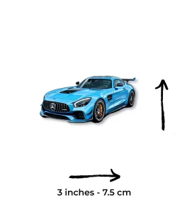 Alternative view of Blue Sports Car Sticker (2pcs) – Premium Glossy Vinyl Racing Car Decal, 3 Inch
