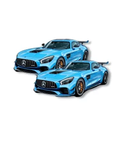 Blue Sports Car Sticker (2pcs) – Premium Glossy Vinyl Racing Car Decal, 3 Inch