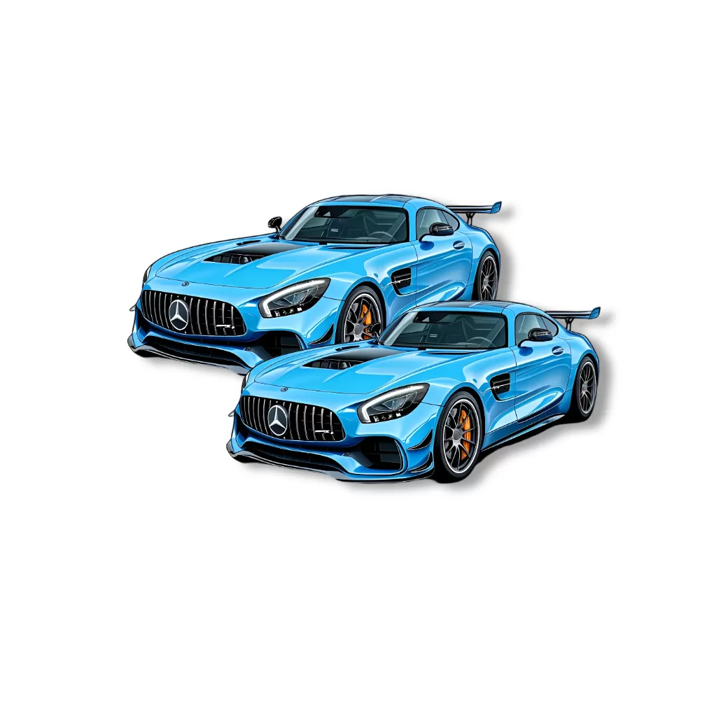 Blue Sports Car Sticker (2pcs) β Premium Glossy Vinyl Racing Car Decal, 3 Inch