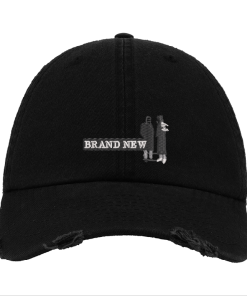 Black Distressed Baseball Cap with White Embroidered Patch Design – Brand New Style Hat