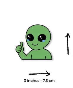 Alternative view of Cute Alien Thumbs Up Sticker (2pcs) – Adorable Kawaii Alien Vinyl Decal, 3 Inch