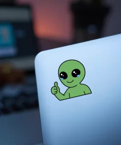 Cute Alien Thumbs Up Sticker (2pcs) – Adorable Kawaii Alien Vinyl Decal, 3 Inch - Image 3