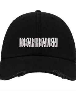Black Distressed Baseball Cap with White Embroidered Patch Design – Deafheaven Style Hat