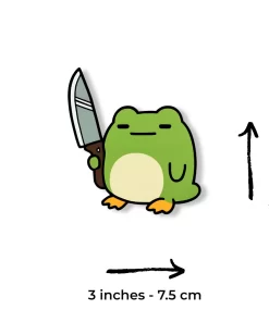 Alternative view of Funny Frog With Knife Sticker (2pcs) – Cute Meme Frog Vinyl Decal, 3 Inch