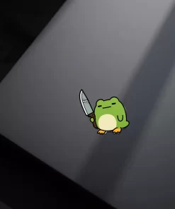 Funny Frog With Knife Sticker (2pcs) – Cute Meme Frog Vinyl Decal, 3 Inch - Image 3