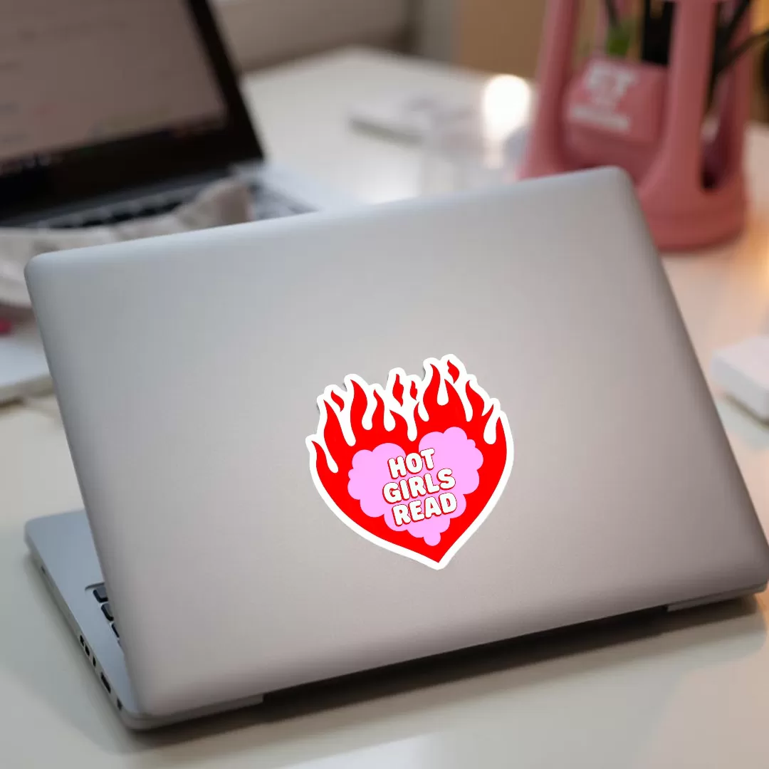 Hot Girls Read” Sticker (2pcs) – Aesthetic Book Lover Vinyl Decal, 3 Inch - Image 4