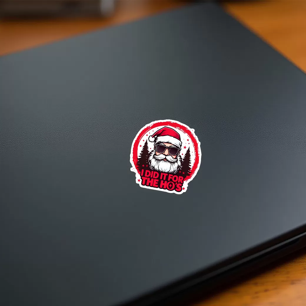 I Did It For The Ho’s” Funny Santa Sticker (2pcs) – Adult Humor Christmas Vinyl Decal, 3 Inch - Image 3