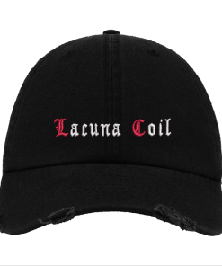 Lacuna Coil Embroidered Logo Distressed Black Baseball Cap – Official-Style Gothic Metal Band Hat