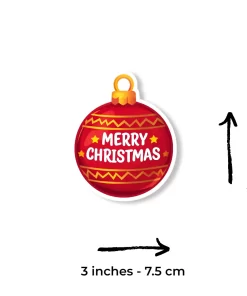 Alternative view of Merry Christmas Ornament” Holiday Sticker (2pcs) – Festive Red Bauble Vinyl Decal, 3 Inch