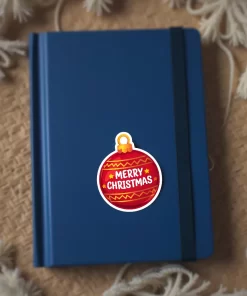 Merry Christmas Ornament” Holiday Sticker (2pcs) – Festive Red Bauble Vinyl Decal, 3 Inch - Image 4