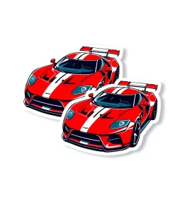 Red Race Car Sticker (2pcs) – Sporty Supercar Vinyl Decal, 3 Inch