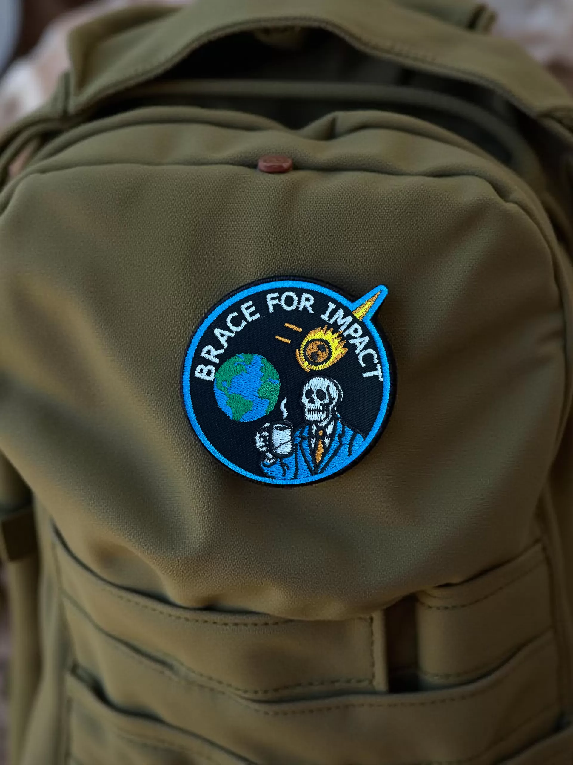 Brace for Impact Patch – 3" Embroidered Hook & Loop Morale Patch - Image 3