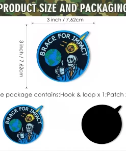Alternative view of Brace for Impact Patch – 3" Embroidered Hook & Loop Morale Patch