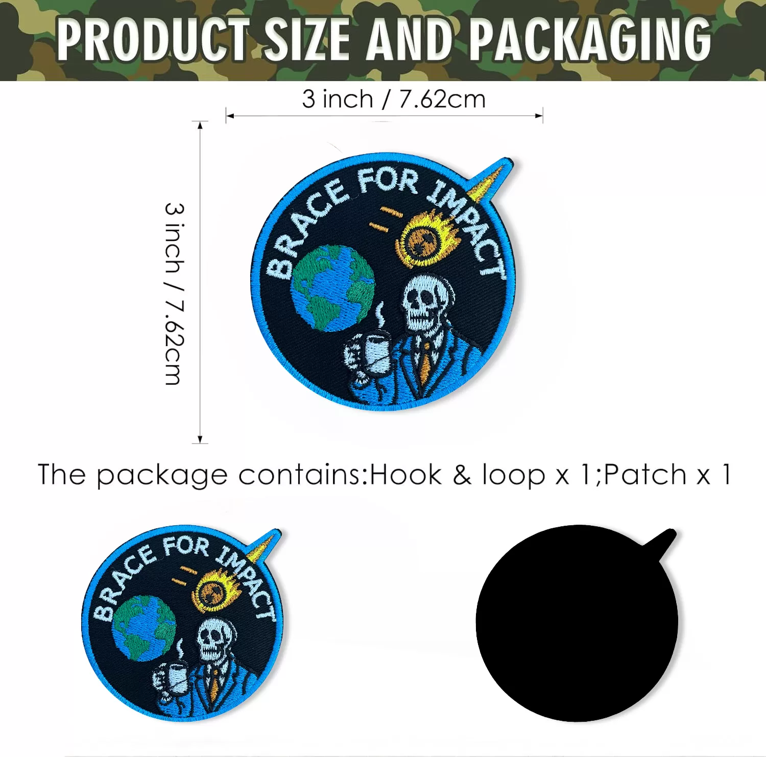 Brace for Impact Patch – 3" Embroidered Hook & Loop Morale Patch - Image 2
