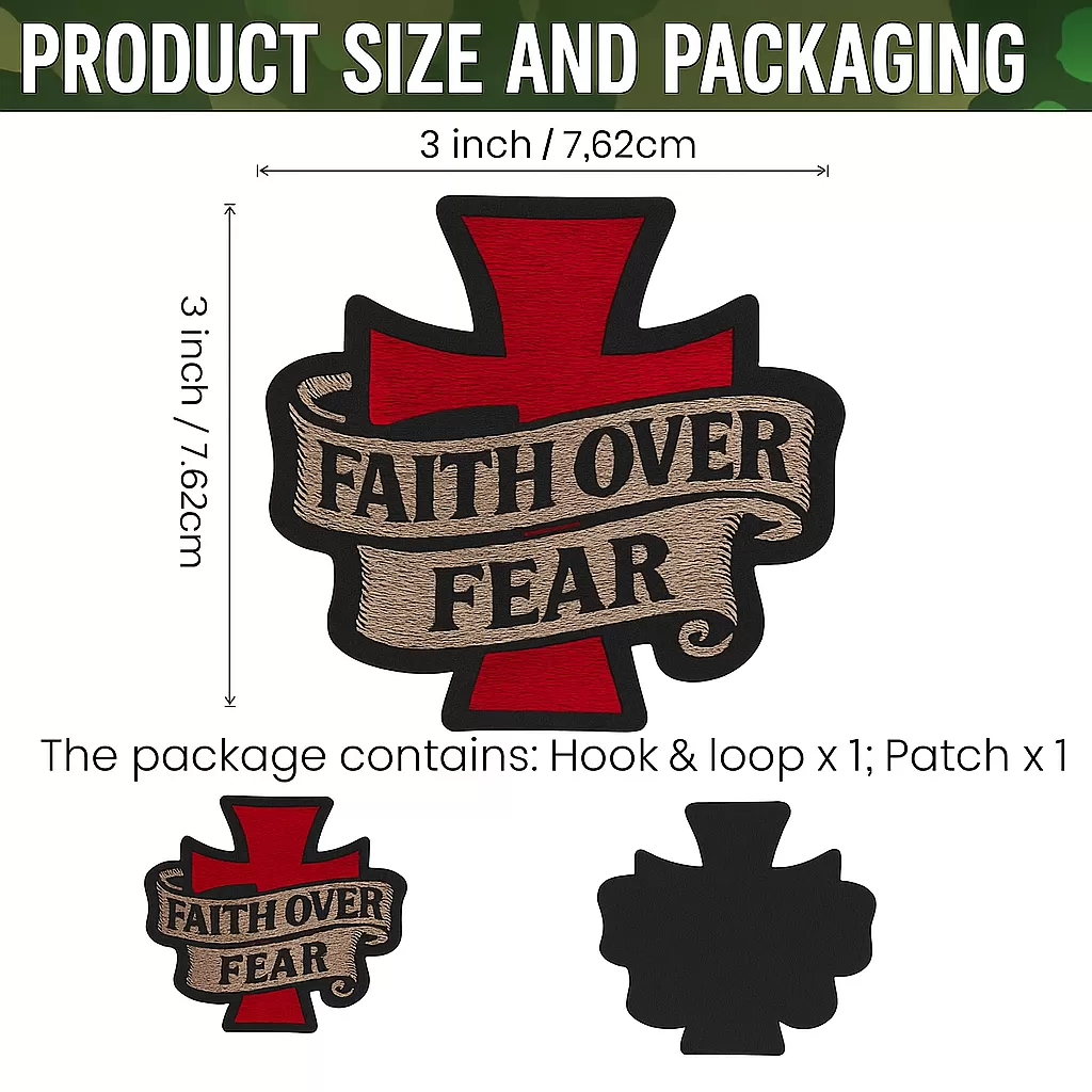 Faith Over Fear Cross Patch – 3" Embroidered Hook & Loop Morale Patch - Image 2