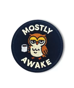 Mostly Awake Owl Patch – 3" Embroidered Hook & Loop Morale Patch