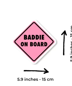 Alternative view of Baddie On Board Pink Car Sticker – 5.9 Inch Waterproof Vinyl Decal 2pcs