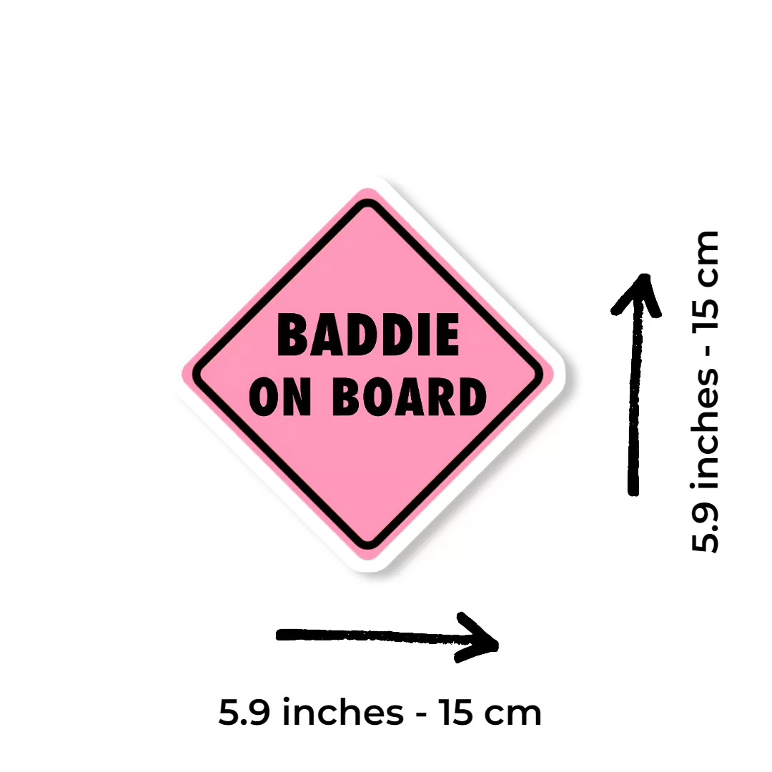 Baddie On Board Pink Car Sticker – 5.9 Inch Waterproof Vinyl Decal 2pcs - Image 2
