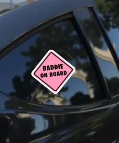 Baddie On Board Pink Car Sticker – 5.9 Inch Waterproof Vinyl Decal 2pcs - Image 3