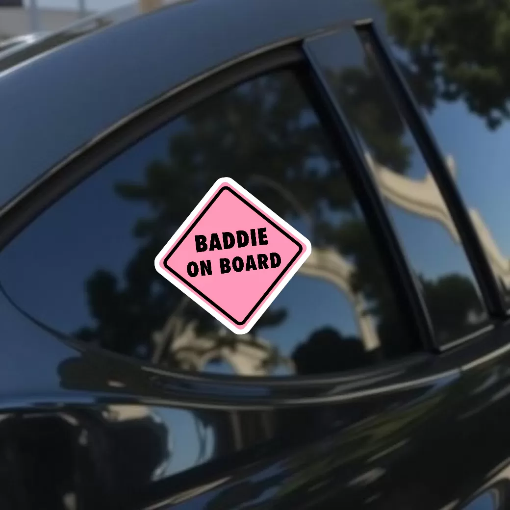 Baddie On Board Pink Car Sticker – 5.9 Inch Waterproof Vinyl Decal 2pcs - Image 3