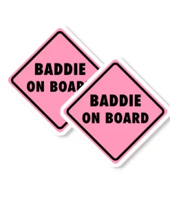 Baddie On Board Pink Car Sticker – 5.9 Inch Waterproof Vinyl Decal 2pcs
