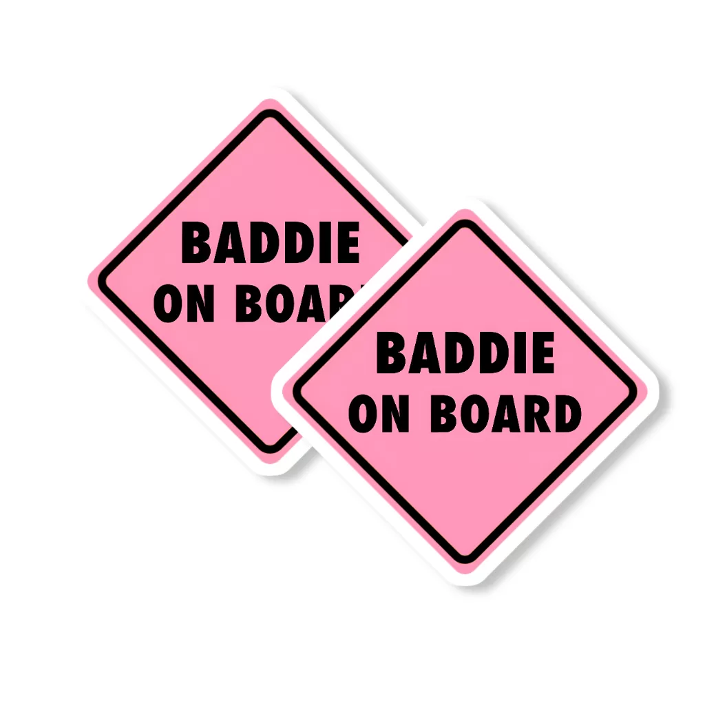 Baddie On Board Pink Car Sticker – 5.9 Inch Waterproof Vinyl Decal 2pcs