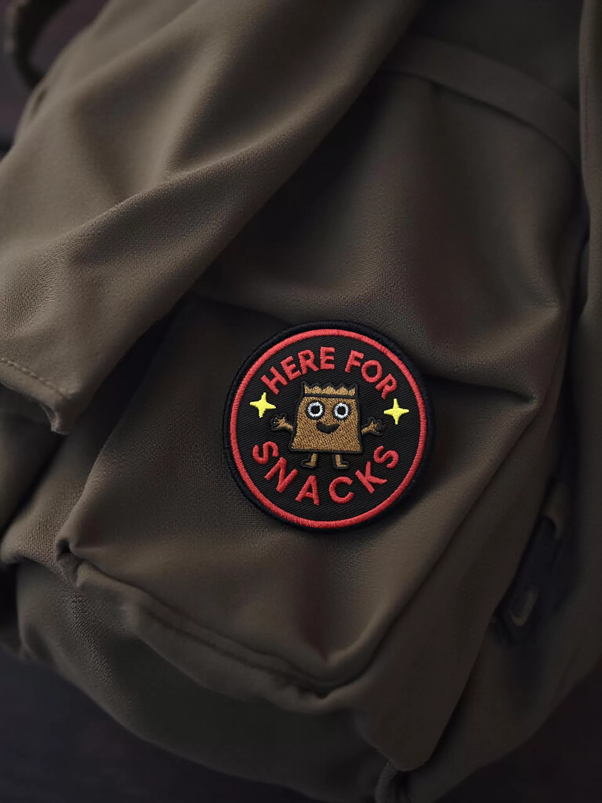 Here for Snacks Patch – 3" Embroidered Hook & Loop Morale Patch - Image 3