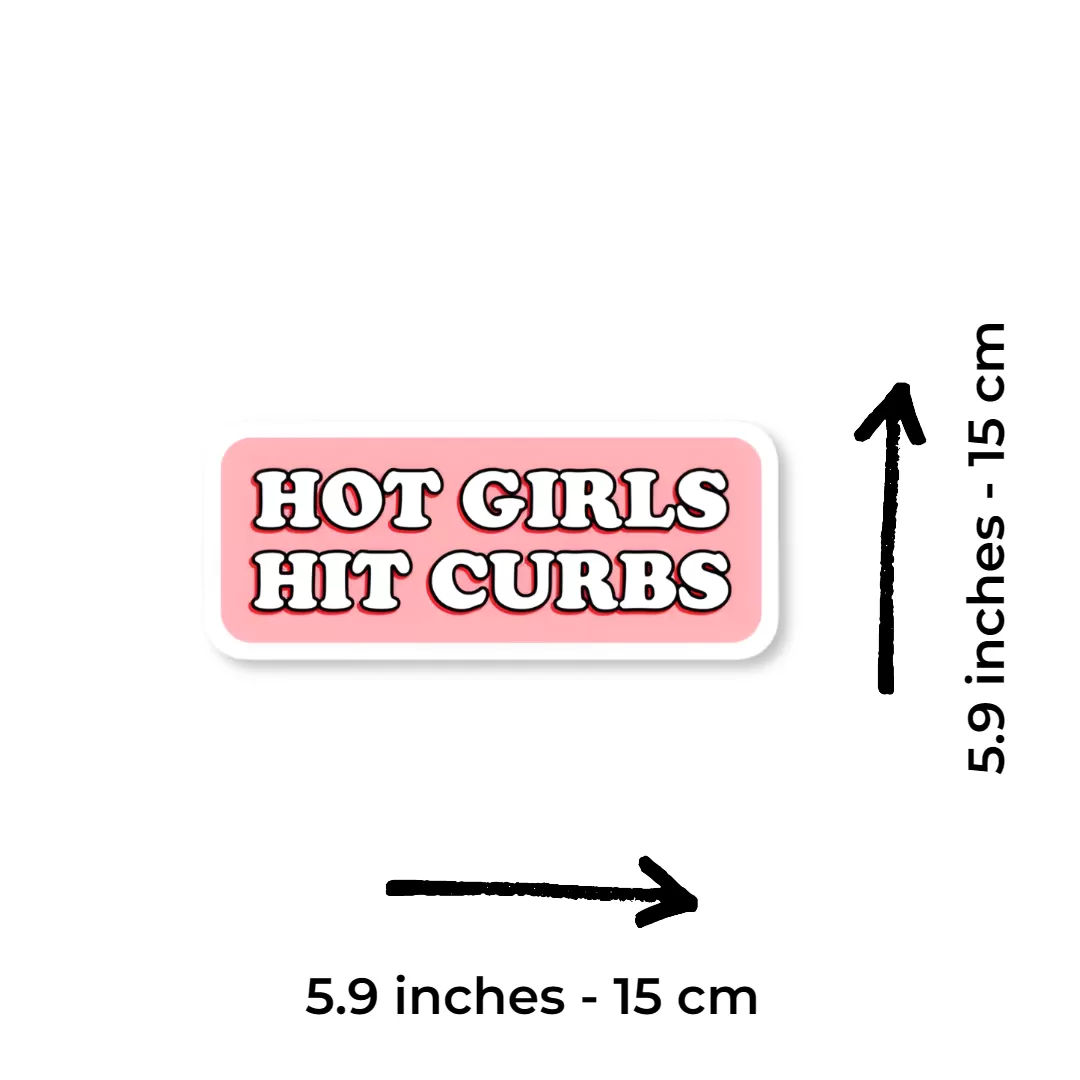 “Hot Girls Hit Curbs” Funny Pink Car Sticker – 5.9 Inch Waterproof Vinyl Decal 2pcs - Image 2