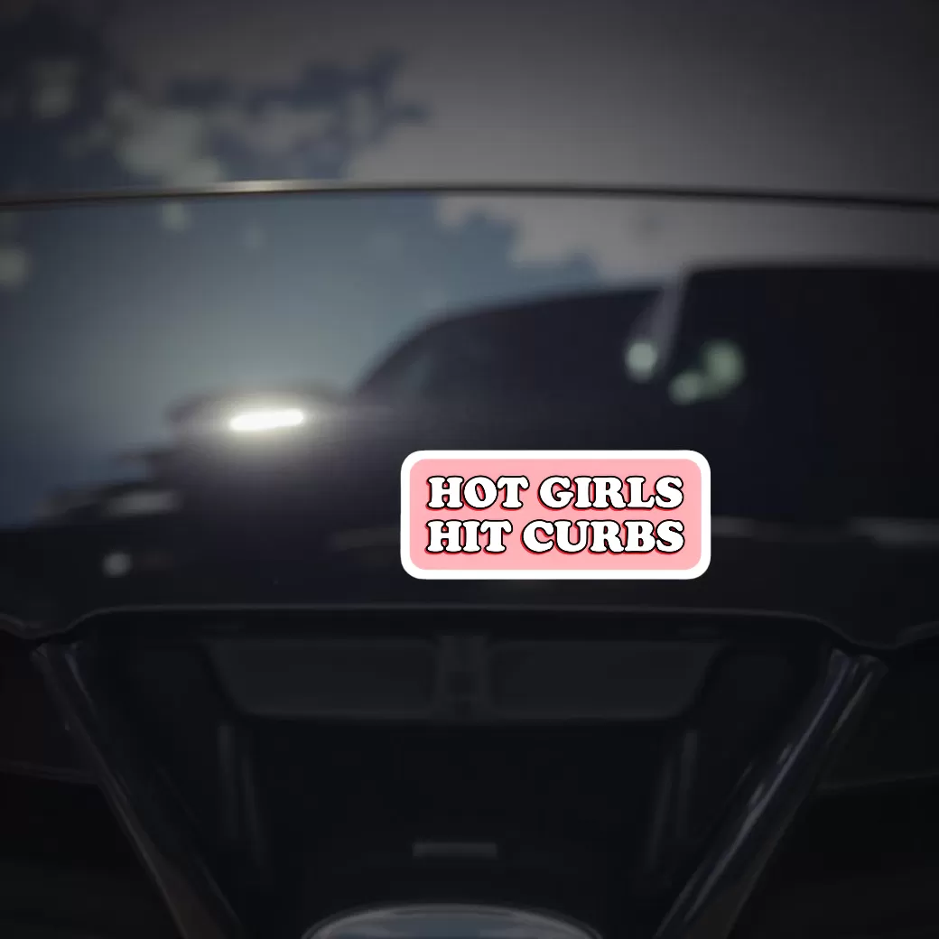 “Hot Girls Hit Curbs” Funny Pink Car Sticker – 5.9 Inch Waterproof Vinyl Decal 2pcs - Image 4