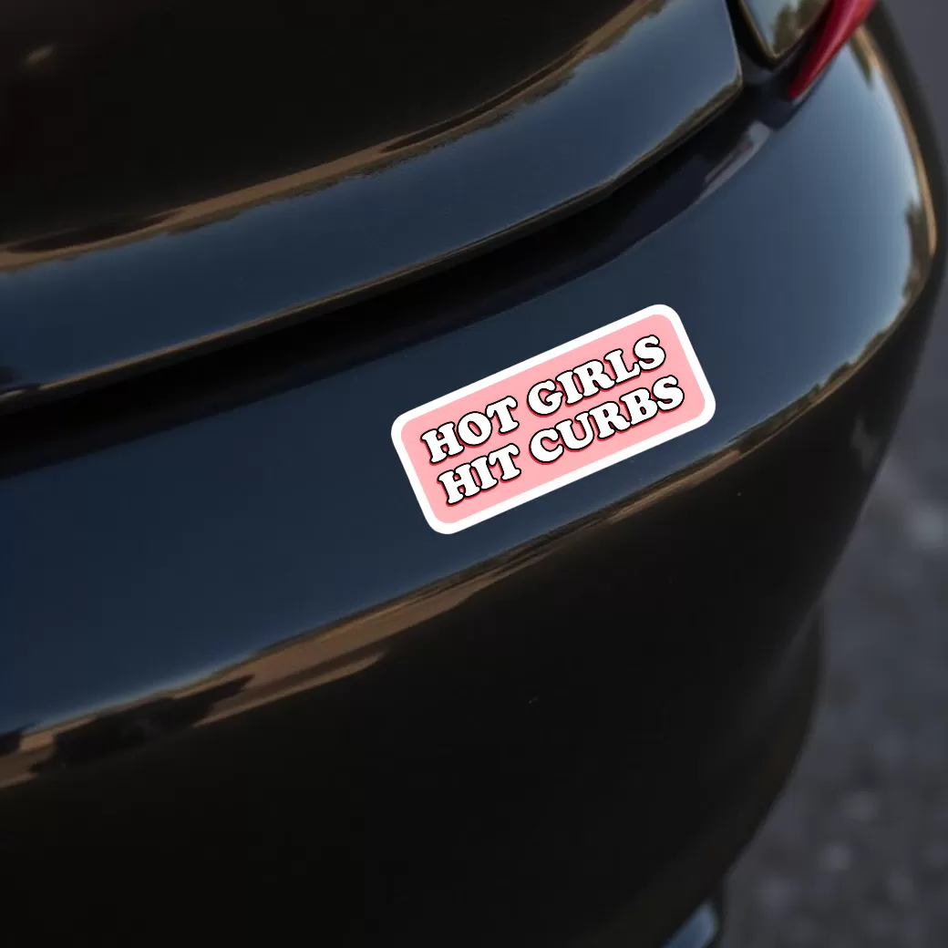 “Hot Girls Hit Curbs” Funny Pink Car Sticker – 5.9 Inch Waterproof Vinyl Decal 2pcs - Image 3