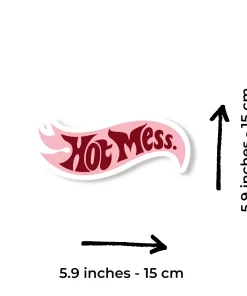 Alternative view of “Hot Mess” Cute Pink Car Sticker – 5.9 Inch Waterproof Vinyl Decal 2pcs