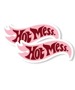 “Hot Mess” Cute Pink Car Sticker – 5.9 Inch Waterproof Vinyl Decal 2pcs