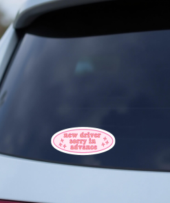New Driver Sorry in Advance Pink Car Sticker – 5.9 Inch Waterproof Vinyl Decal 2pcs - Image 3