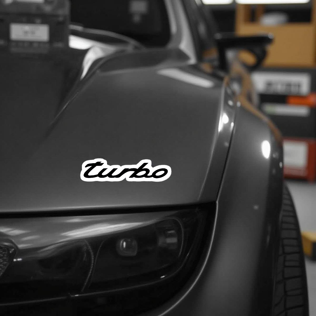 Turbo Script Car Sticker – 5.9 Inch Waterproof Vinyl Decal 2pcs - Image 3