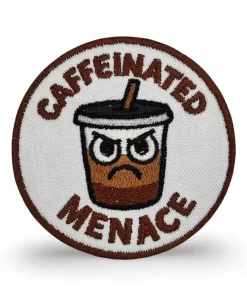 Caffeinated Menace Patch – 3" Embroidered Coffee Morale Patch with Hook & Loop Backing