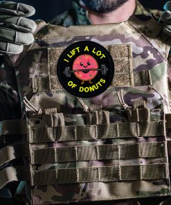 I Lift a Lot of Donuts Patch – Funny Gym Morale Patch 3" with Hook & Loop Backing - Image 4