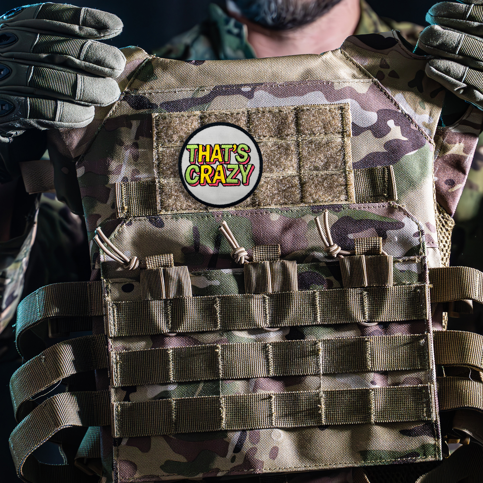That’s Crazy Patch – 3" Embroidered Hook & Loop Morale Patch - Image 4